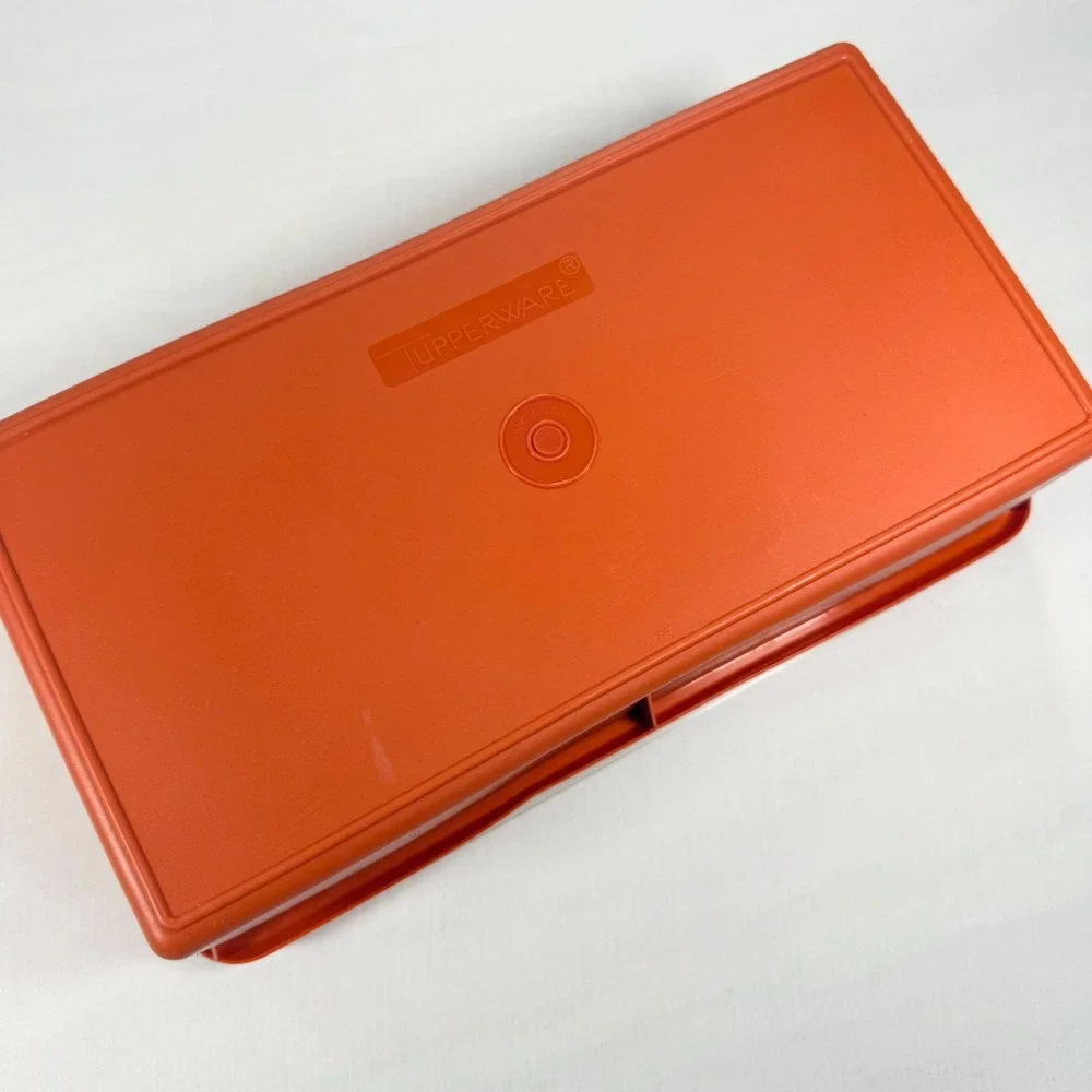 Vintage Tupperware 1970s Burnt Orange Rectangular Picnic To Go Container 677-7